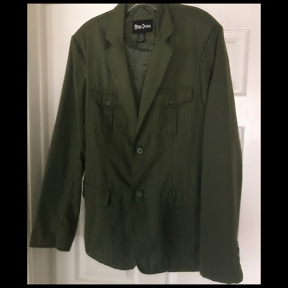 Pop Icon brand, Unisex blazer jacket, Sz L, army green